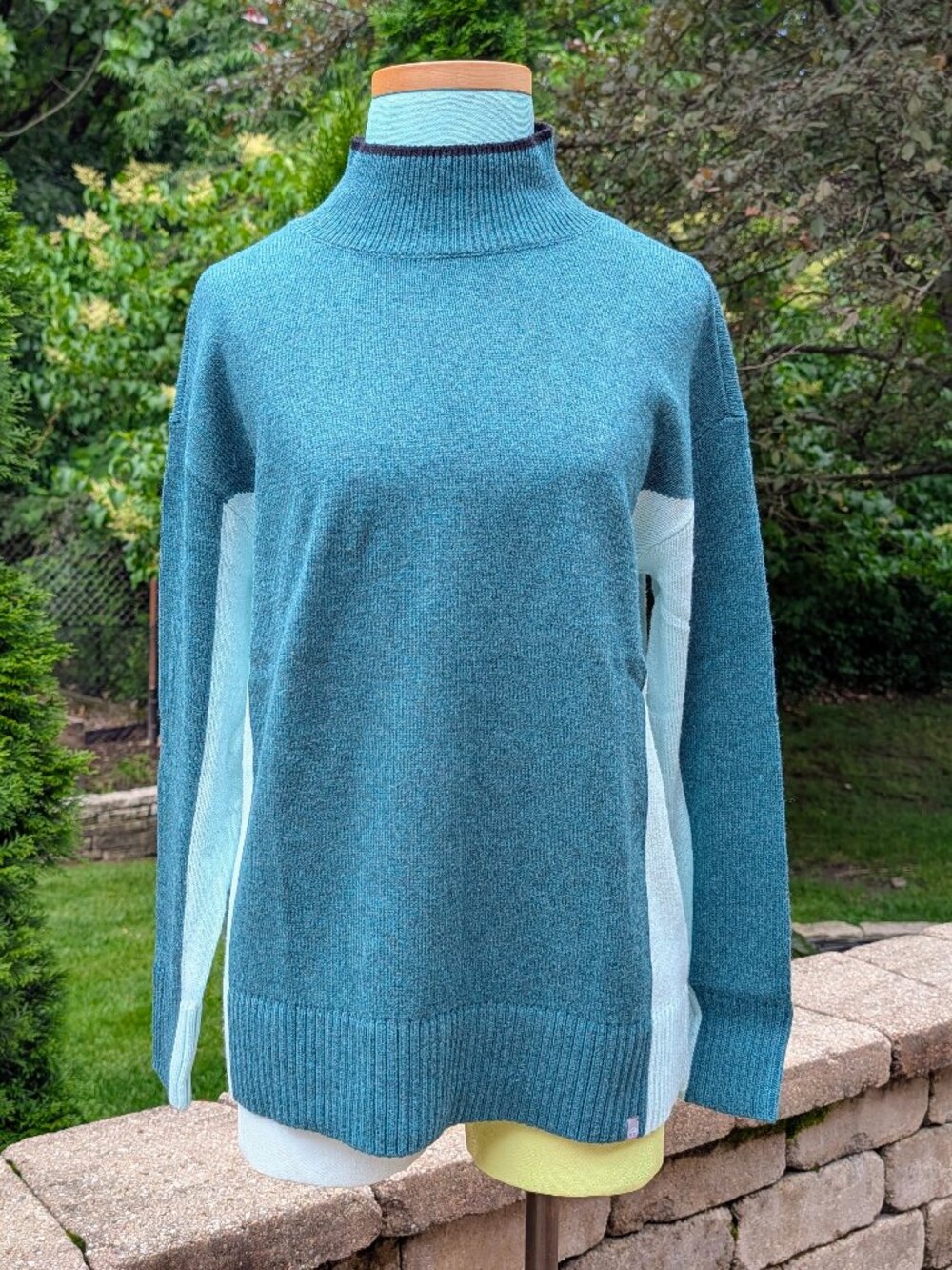T by Talbots - Green & Mint Turtleneck/Mock Neck Sweater - Size MP
